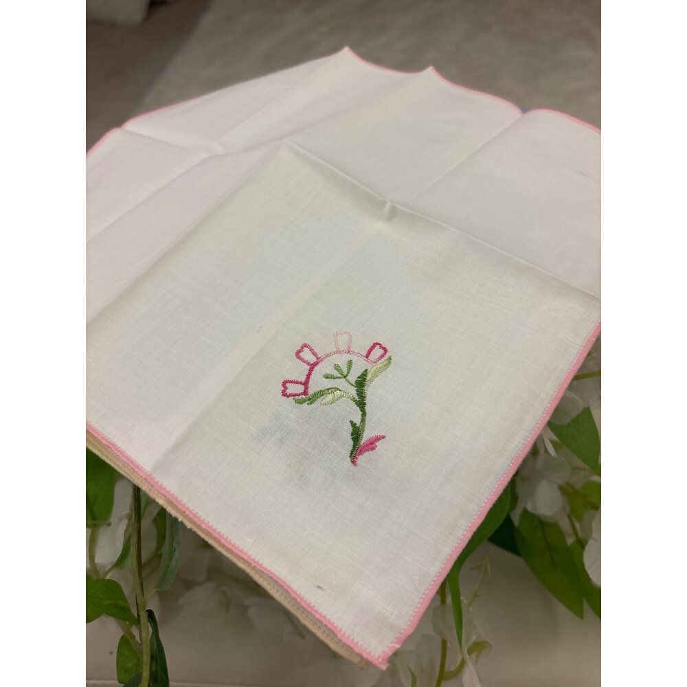 Vintage Embroidered Hankies Lot of 9 Floral Pastel Hankies Cottagecore Bridal - Picture 10 of 14